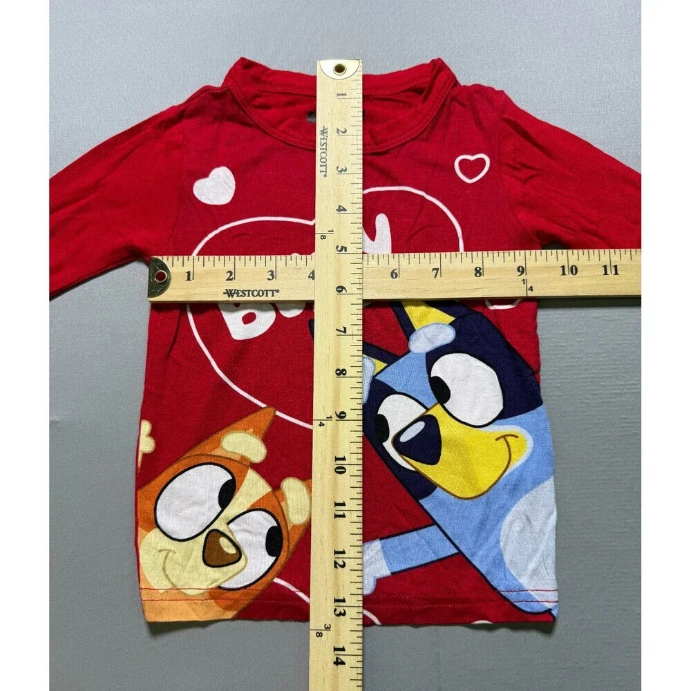 Bluey and Pretzel Character Valentines 2-Piece Pajama Set Toddlers 2T Red Comfy